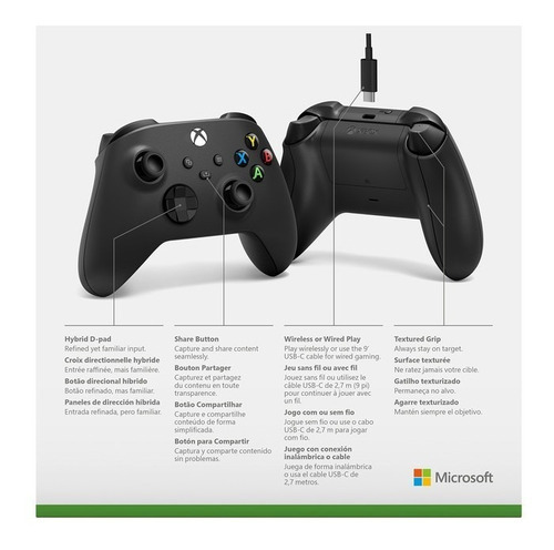 Imagen 4 de 7 de Control joystick inalámbrico Microsoft Xbox Xbox Series X|S Controller + USB-C cable carbon black