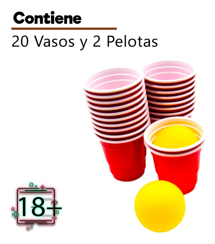 5 Mini Beerpong Shot Sport 100 Vasos Y 10 Pelotas De Pinpong