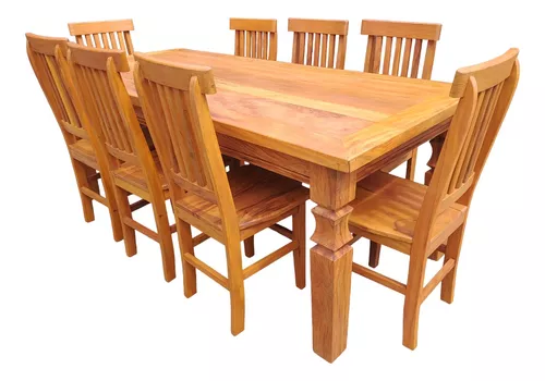 Jogo mesa 8 cadeira madeira