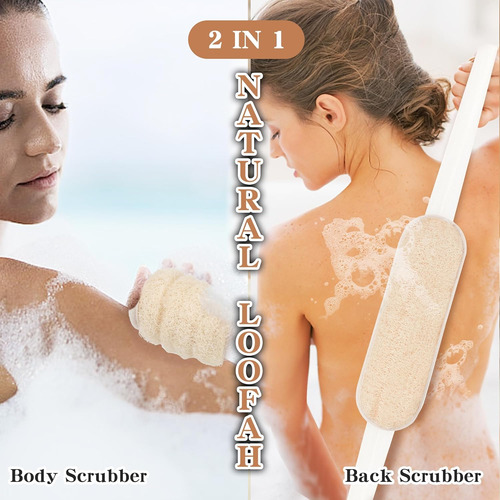 Esponja Exfoliante De Lufa Natural Para La Espalda, Larga, P