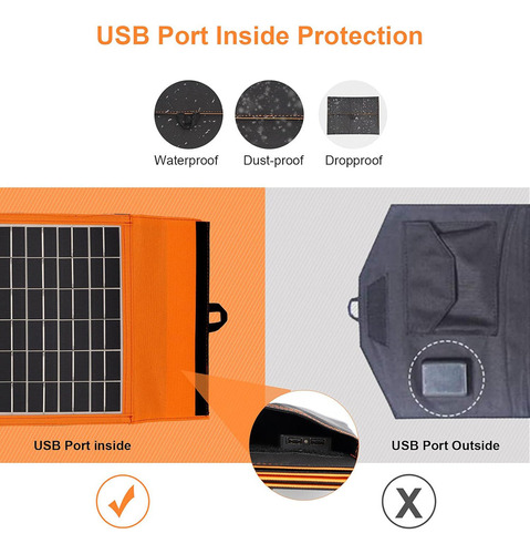 Panel Solar Portátil 20w 6v Plegable Camping Impermeable Color Default Title