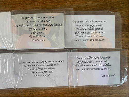 Kit 20 Cartoes Impresso Com Envelope Para Amor 7x11cm