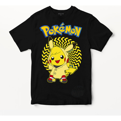 Remera Pokemon Pikachu 001 (negra:) Ideas Mvd