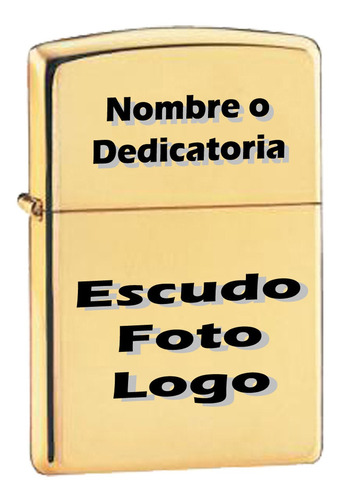 Zippo Dorado Original Grabado Logo Foto Nombre Personalizado