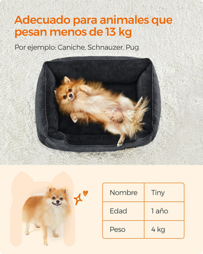 Feandrea Cama Para Perros Sofá Para Mascotas Bordes Elevados Color Gris oscuro