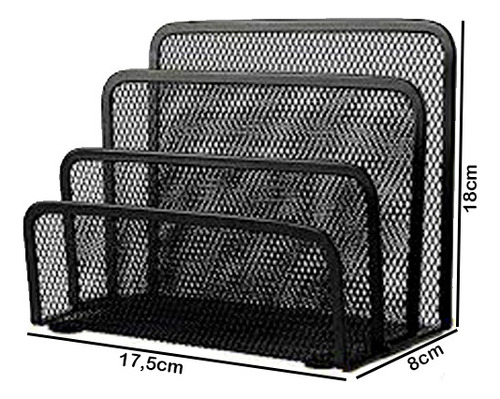 Porta Treco Organizador Escritório Papéis Carta Aramado Cor Preto