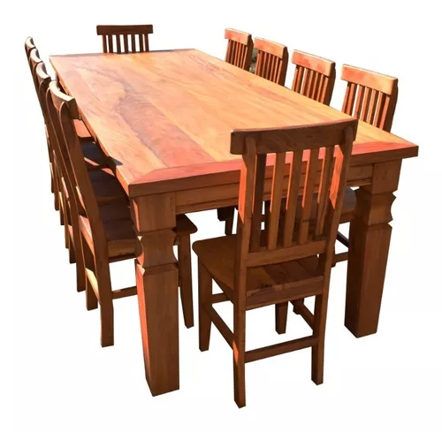 Conjunto mesa retangular e cadeiras madeira maciça peroba rosa