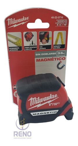Milwaukee 48-22-0716 Flexómetro Magnético 5m Anti Golpe