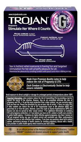 Condones Trojan G Spot Estimulación Punto G Lubricados 10 Pz