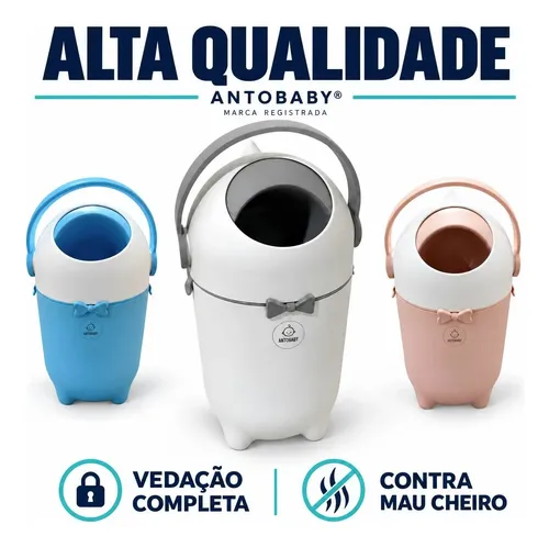 Lixo Lixeira Para Bebe Sistema Anti Mal Cheiro Odor Fraldas Branco