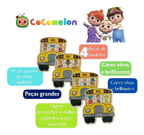 Jogo Bus Bingo Infantil Cocomelon Ônibus Peças Em Madeira Nf