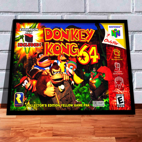 Quadro Decorativo Capa A3 45x33 Donkey Kong 64 Nintendo 64