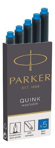 Caixa C/5 Cargas Tinteiro Parker Azul Lavavel