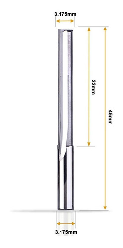 Fresa Router Cnc 2 Filos Rectos, 3,175x22 Mm.
