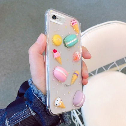 Protector iPhone 6/6s Plus Transparente Diseño Dulces 3d