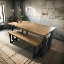 Comprar Juego De Mesa Y Bancos Pino Industrial Comedor Quincho