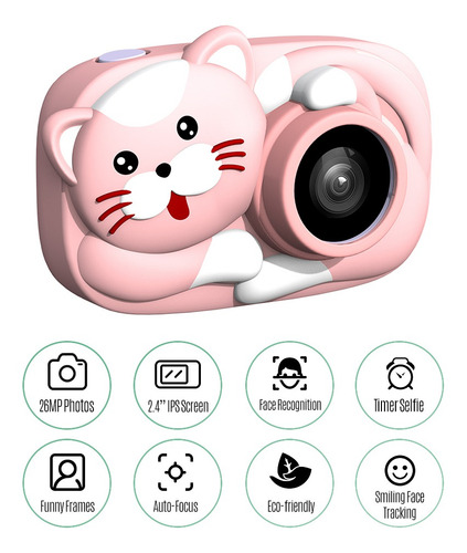 Cámara Digital De Caricatura Para Niños, 26mp 1080p