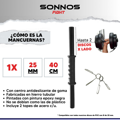 Mancuerna Con Topes + 20 Kg De Discos (2x10kg)
