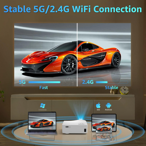 Proyector Wifi Bluetooth Nativo 1080p Cine Al Aire Libre 350 Blanco5