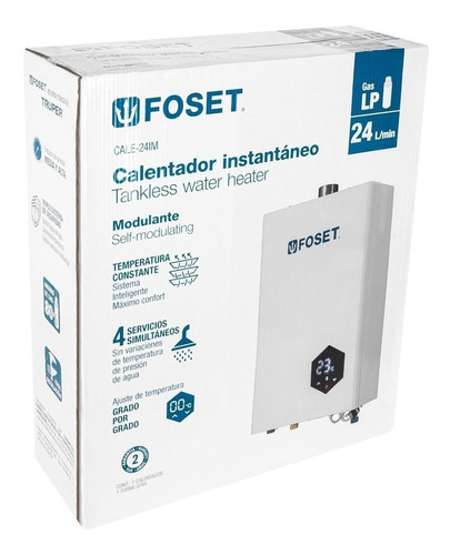 Calentador Instantáneo Modulante 24 L 4 Servicios Gas Lp Color Blanco Tipo De Gas Glp