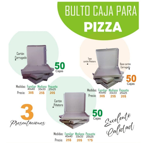 Cajas De Pizzas *50 Unid De 40x40x5 Cms.