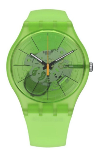 Reloj Swatch Unisex Kiwi Vibes Verde Suog118 Silicona Color De La Malla Verde Claro Color Del Fondo Verde Claro