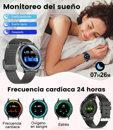 Lige Reloj Inteligente Mujer 1.43'' Amoled Llamada Bluetooth 100+ Modos Deportivos,monitoreo Menstrua Fv16-c Negra