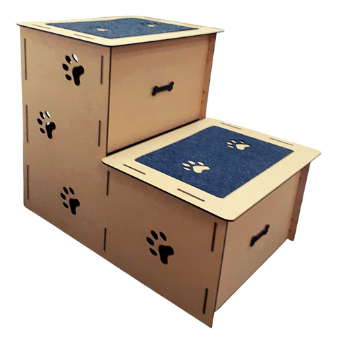Escada Pet Mdf Cachorro IMGROPPO IMG0056 Carpete Antiderrapante 50cm Cor Cru