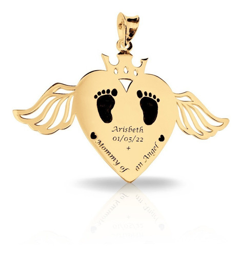 Dije Corazon Y Alas Grabado Laser Personalizable, Plata .925