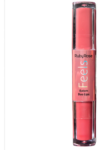 Batom Líquido Duo Lips Feels Ruby Rose Matte E Metálico Acabamento Matte e Cintilante Cor Marrom-claro