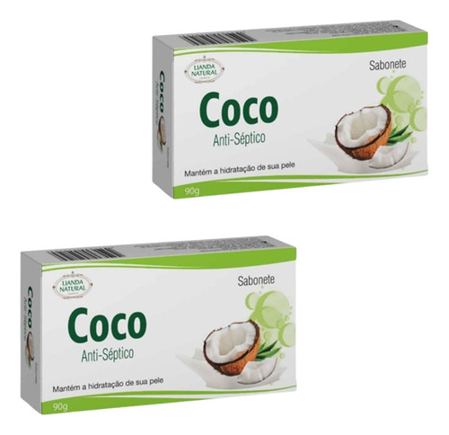 Kit 2 Sabonete Antisséptico 90g Coco - Lianda Natural