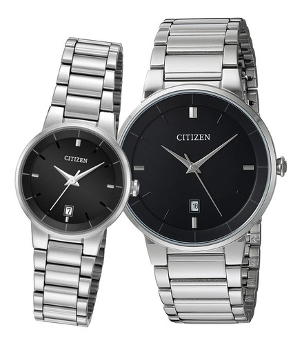 Pareja Citizen Dama Caballero Dial Negro Diseño Casual