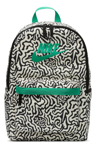 Mochila 25l Nike Heritage Estampado Color Negro/leche De Coco/verde Estadio Talla Unit