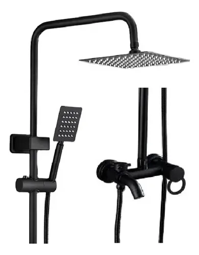 Columna Ducha Griferia Monocomando Exterior Color Negro