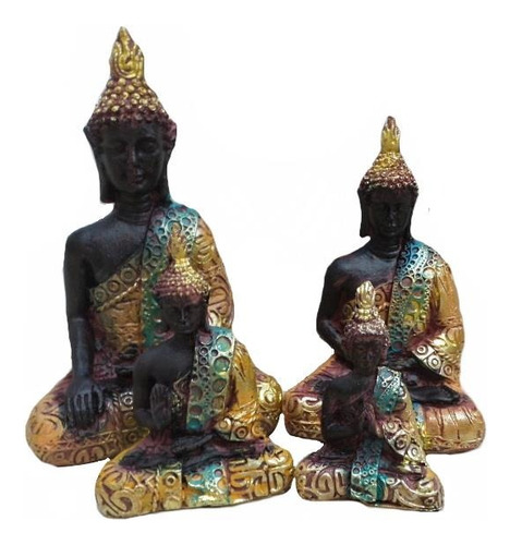Estatua Budha De Polyresina Set De 4 Pzas