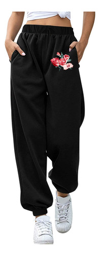 Bmisegm Track Pantalon Chandal Mujer Cintura Media Negro