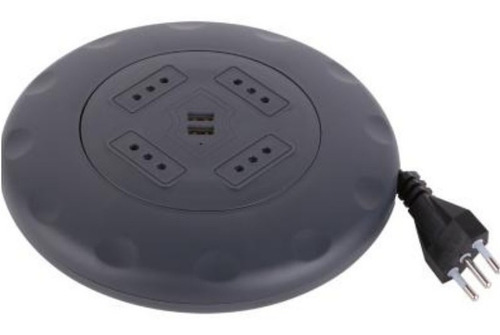 Alargador 4 Tomas 5 M 2 Usb Retráctil Negro Halux