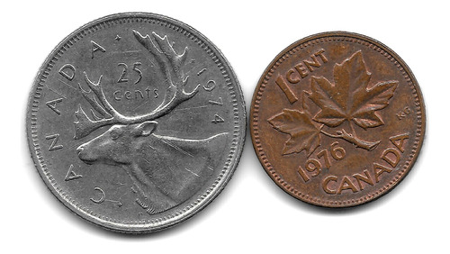 Canadá Lote 25 Centavos Año 1974 Y 1 Centavo Año 1976 - Xf