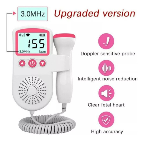 Doppler Fetal Monitor Para Bebe Escuchar Latidos Bebe Rosa