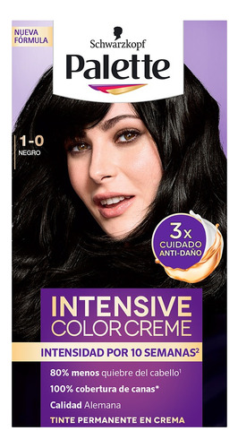 2 Pzs Palette Tinte Permanente Dama Color Creme 1-0 Negro
