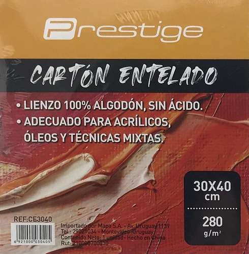 Cartón Entelado Blanco Prestige 30x40 Cms 280grs