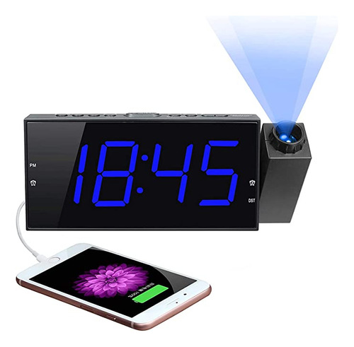 Reloj Despertador Digital Con Proyector Para Dormitorio, Co.