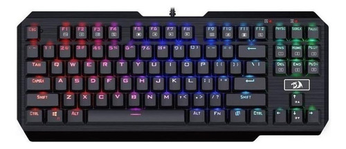 Teclado gamer Redragon Usas K553 QWERTY Outemu Blue inglés US color negro con luz roja