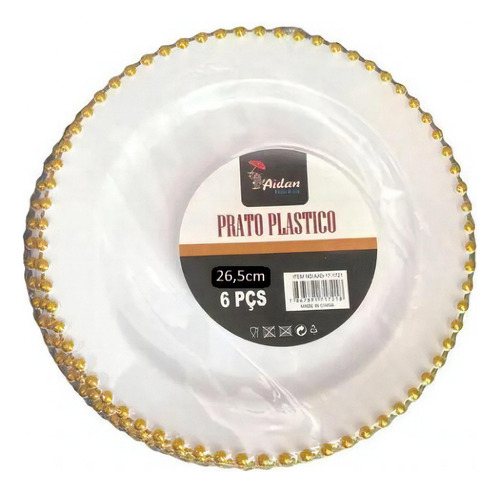 Kit Pratos Para Festa Luxo Acrílico De Jantar +sobremesa 6un