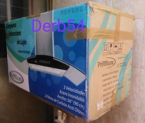 Imagen 2 de 4 de Campana Extractora De Lujo Marca Premium 90 Cms Mod Pch796dr