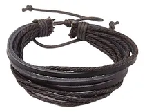 Comprar Pulsera Unisex De Cuero Multicordones Color Café