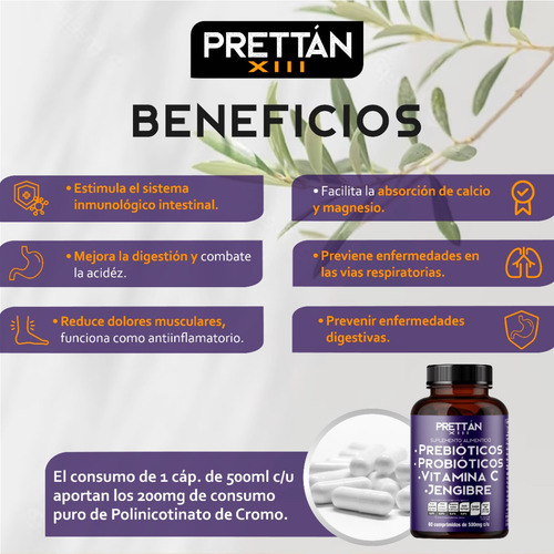 Prebioticos Probioticos Suplemento En Cápsulas 600mg Prettan