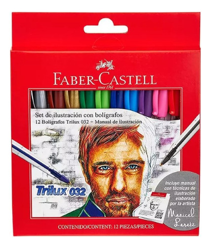 Set De Ilustración Faber-castell De 12 Bolígrafos + Manual