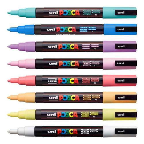 Set De Marcadores Posca - 7 Colores Pasteles  3m