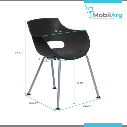 Imagen 4 de 8 de Silla Frida De Comedor Cocina Jardin Quincho Plástica De Diseño Pata Gris Casco Plastico Super Resistente Con Garantia
